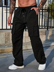 Men's Drawstring Cargo Pants Straight Leg Joggers