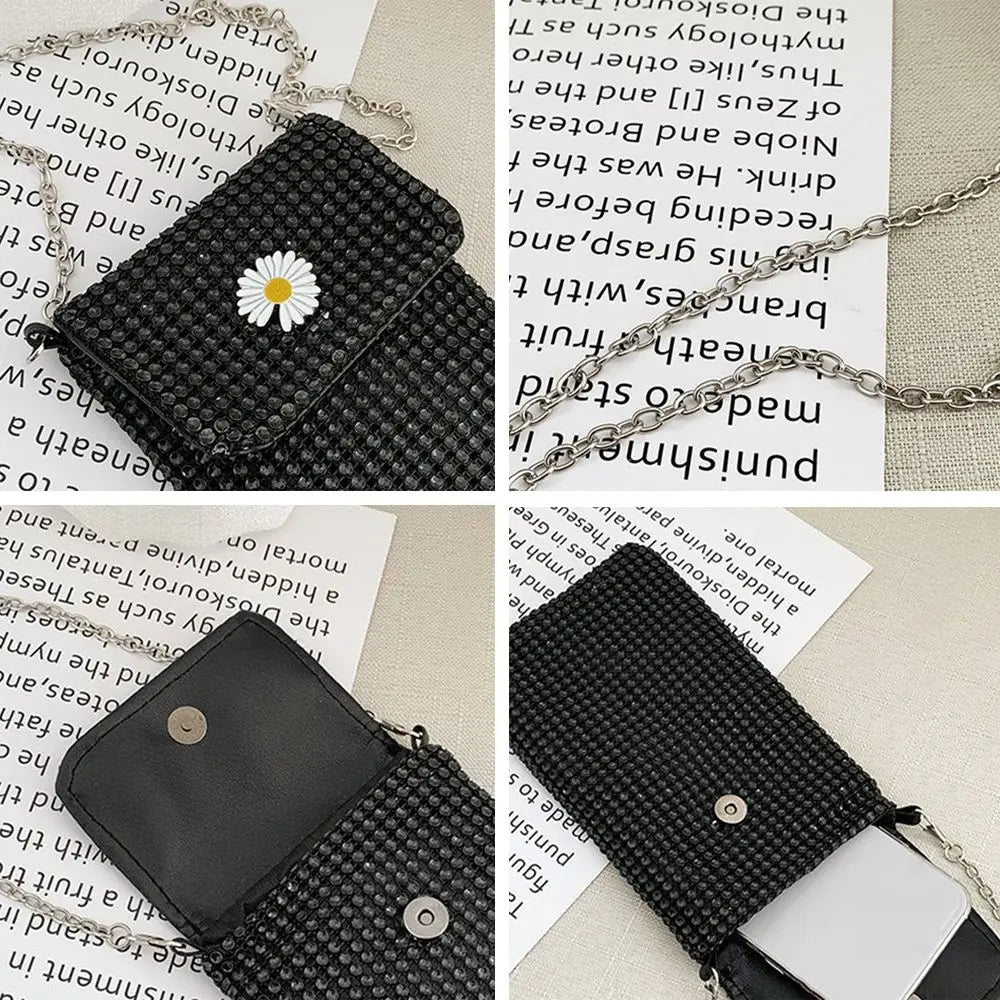 Rhinestone Crossbody Phone Bag Shoulder Handbag Mini Purse for Women