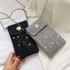 Rhinestone Crossbody Phone Bag Shoulder Handbag Mini Purse for Women