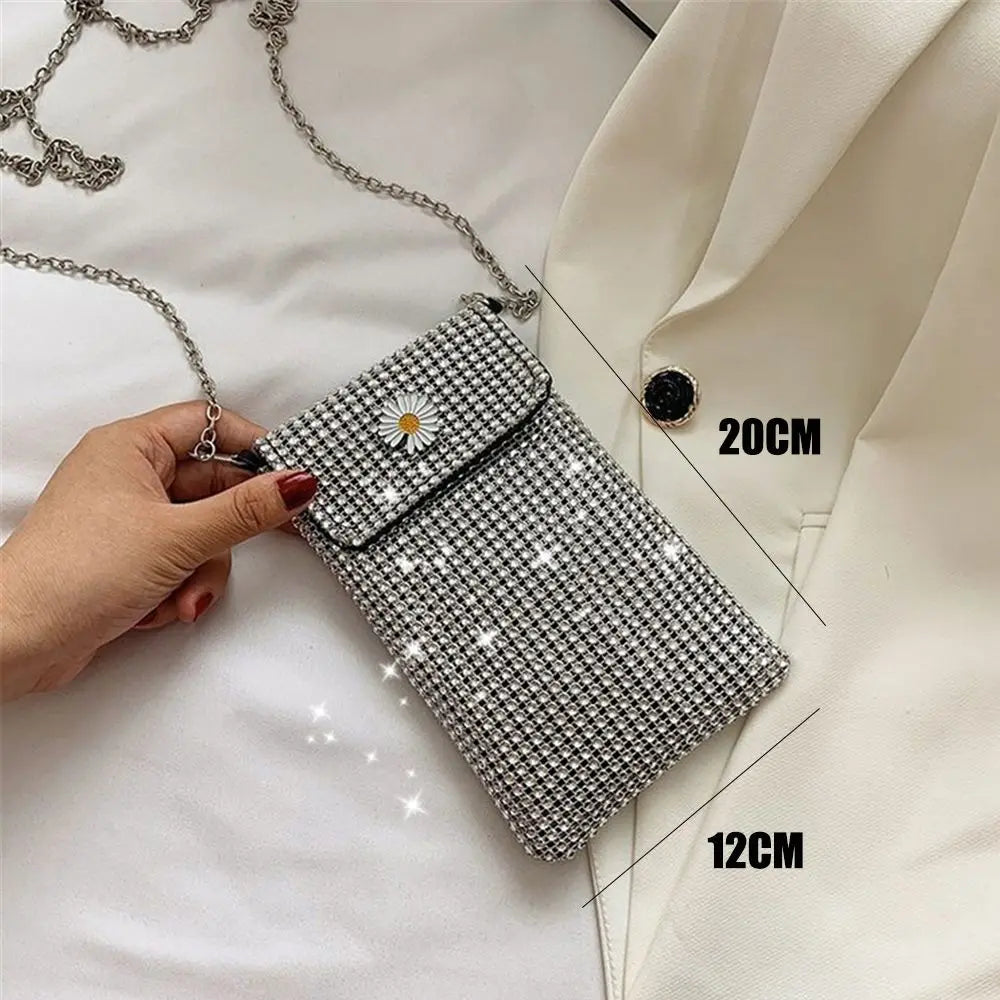 Rhinestone Crossbody Phone Bag Shoulder Handbag Mini Purse for Women