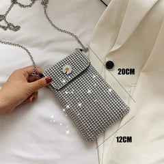 Rhinestone Crossbody Phone Bag Shoulder Handbag Mini Purse for Women