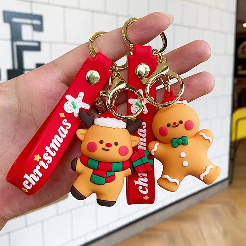 1PC Santa Claus Keychain Soft Adhesive Pendant for Backpack Phone Case Car