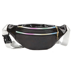 Holographic Fanny Pack Laser PU Waist Bag for Women Travel Beach