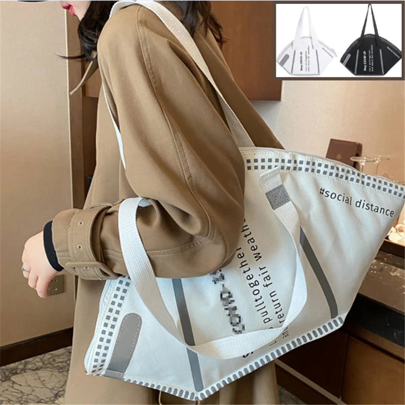 Letter Casual Canvas Tote Bags Ladies Hand Bags Sac A Main Femme Totes