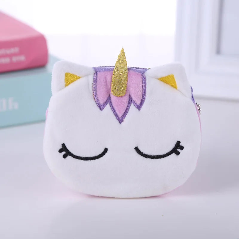 Plush Unicorn Women Coin Purse Mini Zipper Wallet