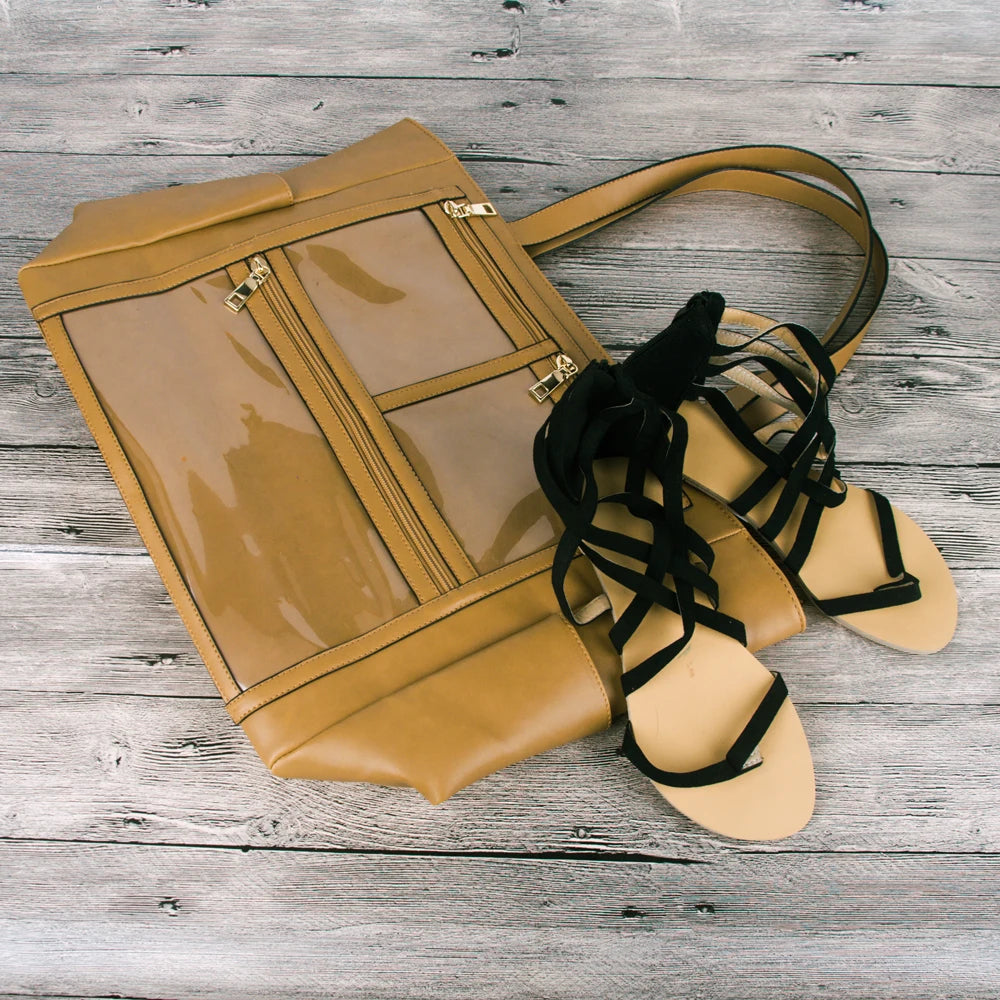 Waterproof Faux Leather Essential Oils Handbag with Nail Enamel Bottle Pockets