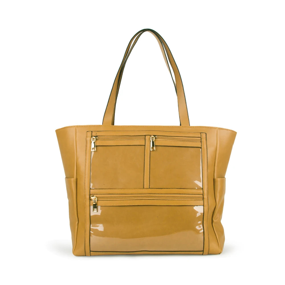 Waterproof Faux Leather Essential Oils Handbag with Nail Enamel Bottle Pockets