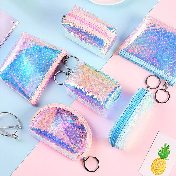 Colorful Fish Scale Coin Purse Mini Key Bag Girls Zipper Bags