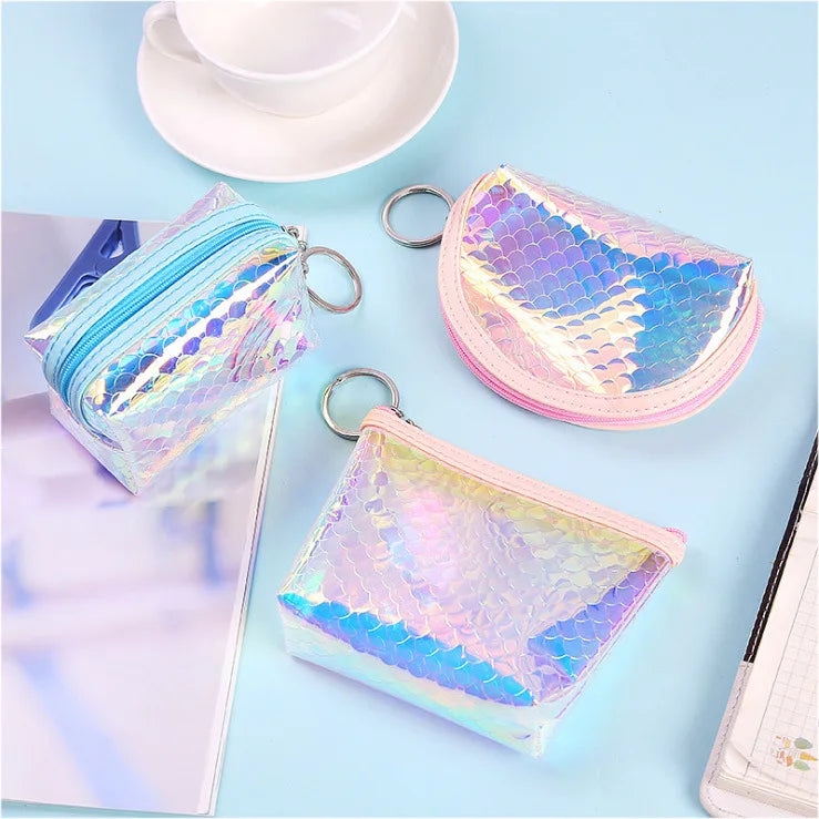 Colorful Fish Scale Coin Purse Mini Key Bag Girls Zipper Bags