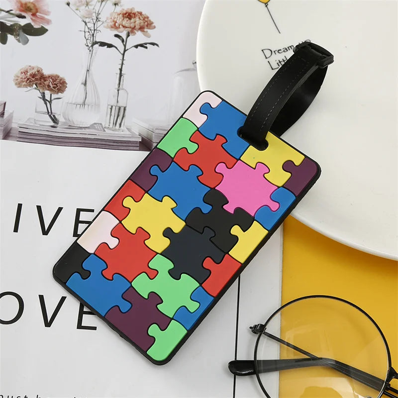 Geometric Pattern PVC Boarding Pass Luggage Tag ID Holder