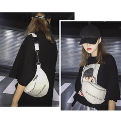 Women Chest Bag Chain Leather Messenger Bag Shoulder Bag Large Capacity