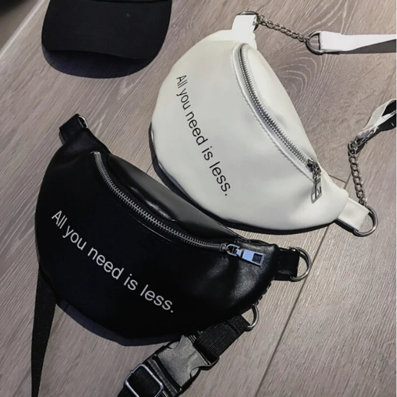 Women Chest Bag Chain Leather Messenger Bag Shoulder Bag Large Capacity