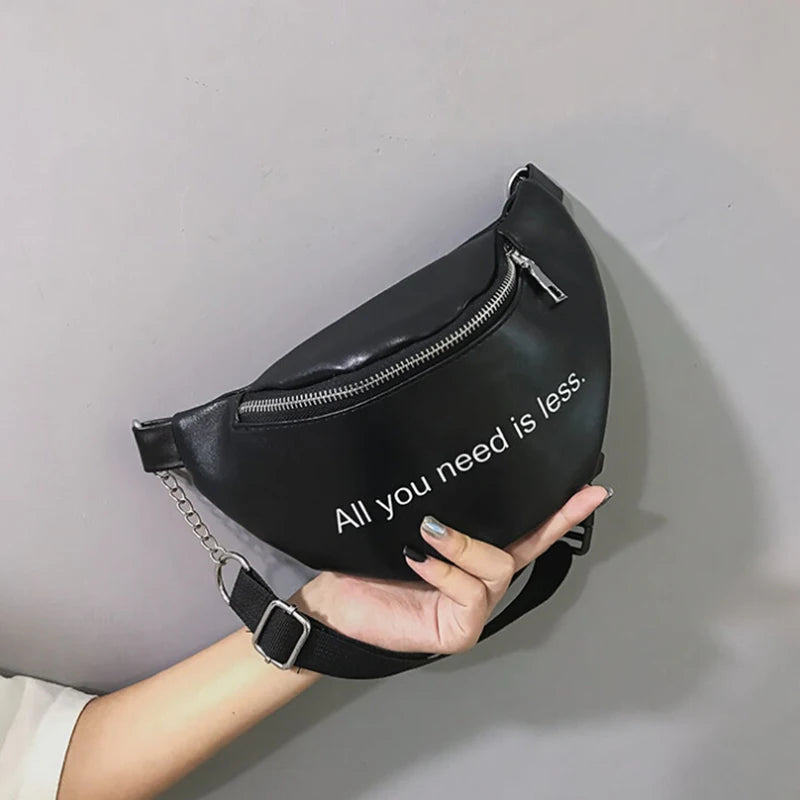 Women Chest Bag Chain Leather Messenger Bag Shoulder Bag Large Capacity