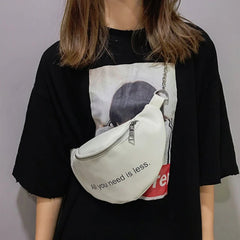 Women Chest Bag Chain Leather Messenger Bag Shoulder Bag Large Capacity