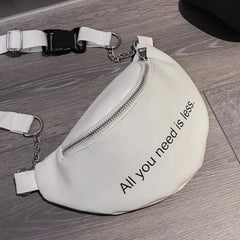 Women Chest Bag Chain Leather Messenger Bag Shoulder Bag Large Capacity