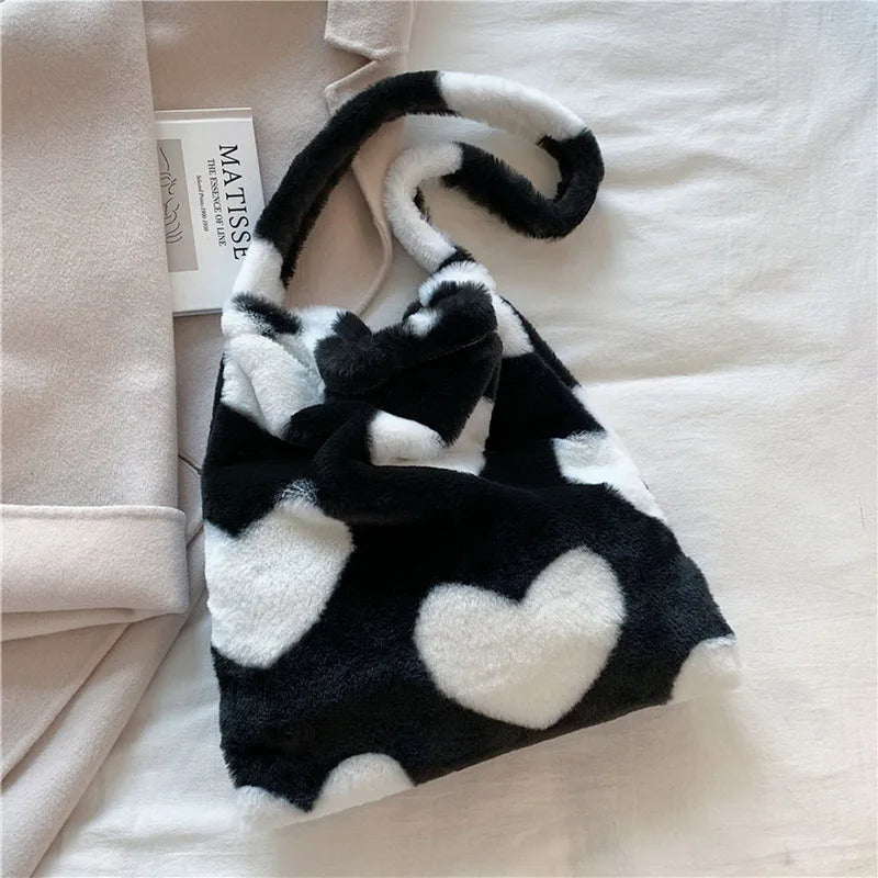 Fluffy Shoulder Bag Top-Handle Bag Female Autumn Winter Handbag Plush Tote