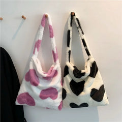 Fluffy Shoulder Bag Top-Handle Bag Female Autumn Winter Handbag Plush Tote
