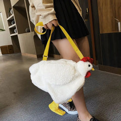 Women Plush Crossbody Chicken Shoulder Bag Cartoon Purse Mini Messenger Tote Han