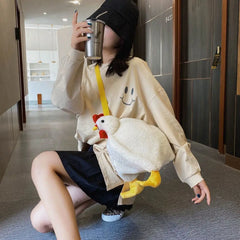 Women Plush Crossbody Chicken Shoulder Bag Cartoon Purse Mini Messenger Tote Han