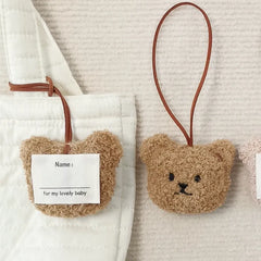 Plush Bear Key Chain Anti-Lost Name Tag for Girls Bags