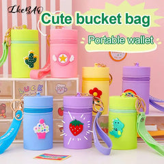 Bucket Bag Portable Coin Purse Storage Bag Women's Bag with Keychain