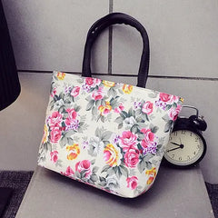 Fashional Floral Printing Women Flap Handbag High Canvas Small Casual Tote Bag