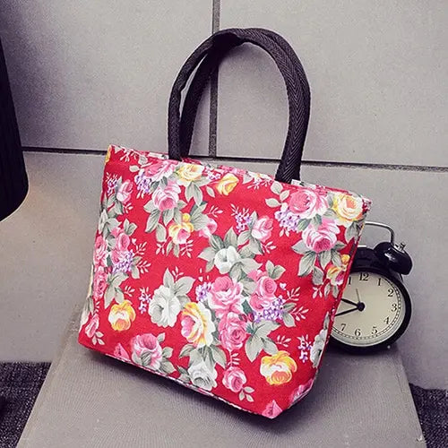 Fashional Floral Printing Women Flap Handbag High Canvas Small Casual Tote Bag