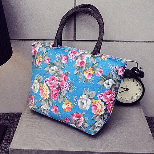Fashional Floral Printing Women Flap Handbag High Canvas Small Casual Tote Bag