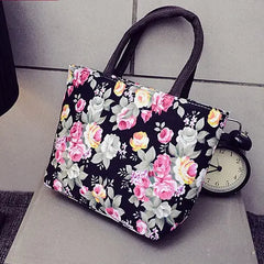 Fashional Floral Printing Women Flap Handbag High Canvas Small Casual Tote Bag