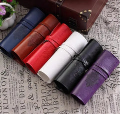 Vintage Women Roll Leather Purse Makeup Cosmetic Pen Pencil Brush Bag
