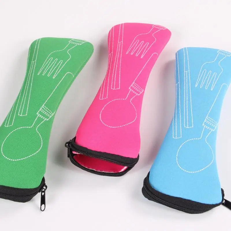 Portable Tableware Bag Reusable Cutlery Kit Case Pouch Dinnerware Picnic Fork