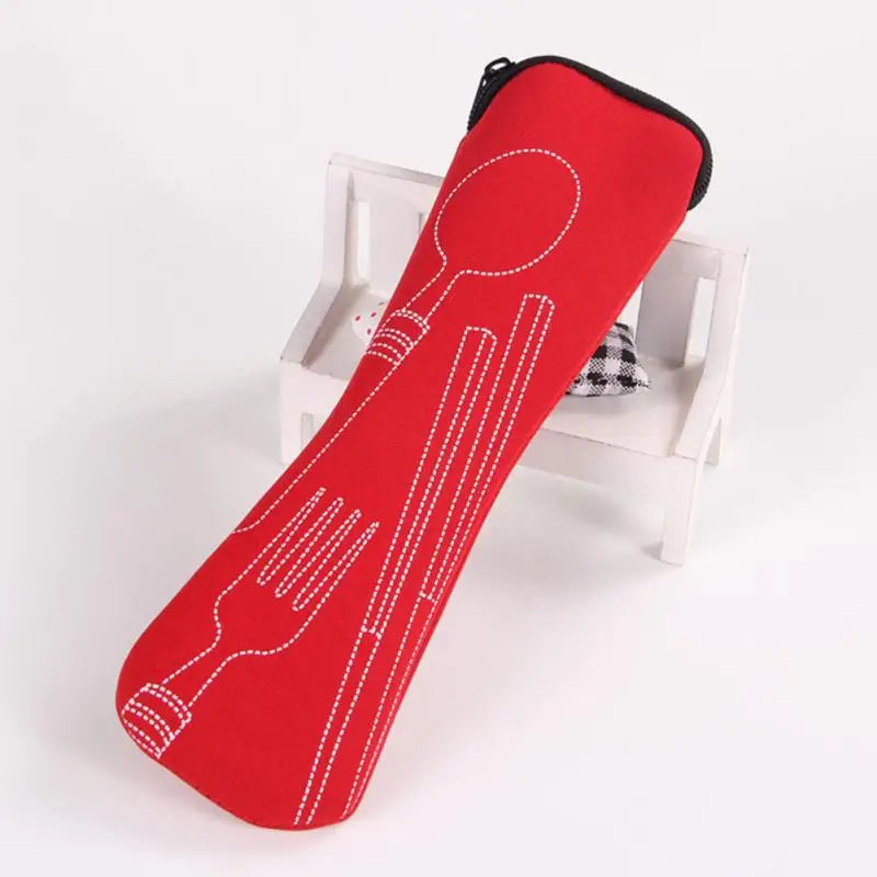 Portable Tableware Bag Reusable Cutlery Kit Case Pouch Dinnerware Picnic Fork