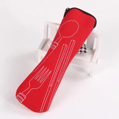 Portable Tableware Bag Reusable Cutlery Kit Case Pouch Dinnerware Picnic Fork