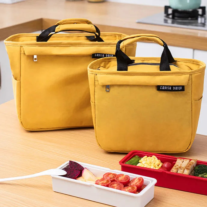 Cooler Bag Nylon Zipper Thermal Lunch Handbags Picnic Tote Food Bags
