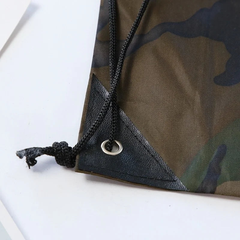 Camouflage Waterproof Drawstring Gym Bag Foldable Backpack Hiking Camping Pouch