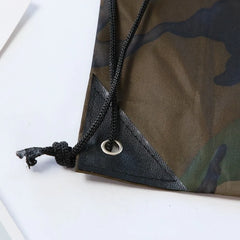 Camouflage Waterproof Drawstring Gym Bag Foldable Backpack Hiking Camping Pouch