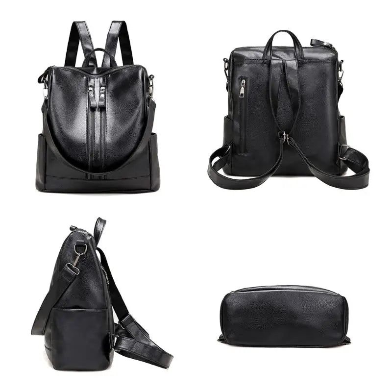 Women Anti-theft Leather Backpack School Travel Shoulder Bag