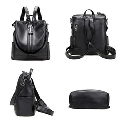 Women Anti-theft Leather Backpack School Travel Shoulder Bag