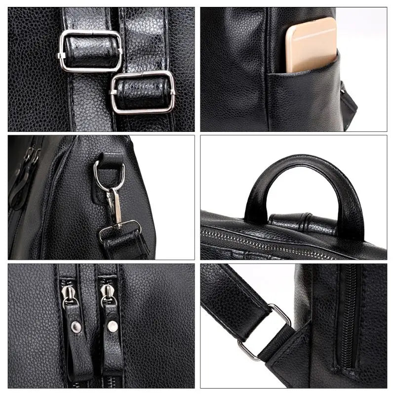Women Anti-theft Leather Backpack School Travel Shoulder Bag