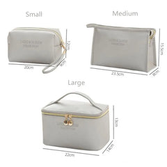 Large Women Cosmetic Bag PU Leather Waterproof Make Up Bag Travel Organizer