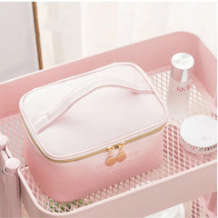Large Women Cosmetic Bag PU Leather Waterproof Make Up Bag Travel Organizer