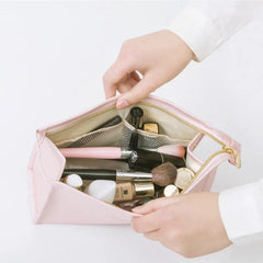 Large Women Cosmetic Bag PU Leather Waterproof Make Up Bag Travel Organizer