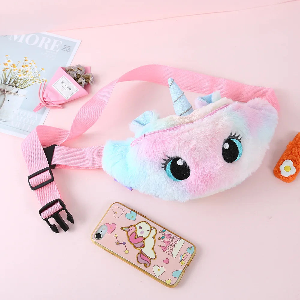 Girls Unicorn Plush Fanny Pack Crossbody Waist Bag for Kids Purses Handbags