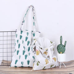 Pine Cactus Linen Bag Tote ECO Shopping Canvas Shoulder Bags