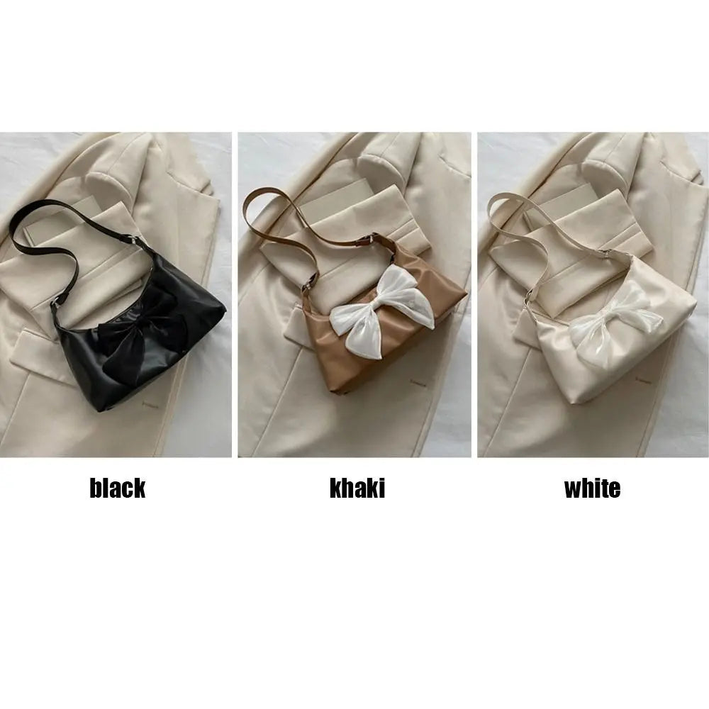Sweet Bowknot PU Shoulder Bag For Women Female Handbags Purses