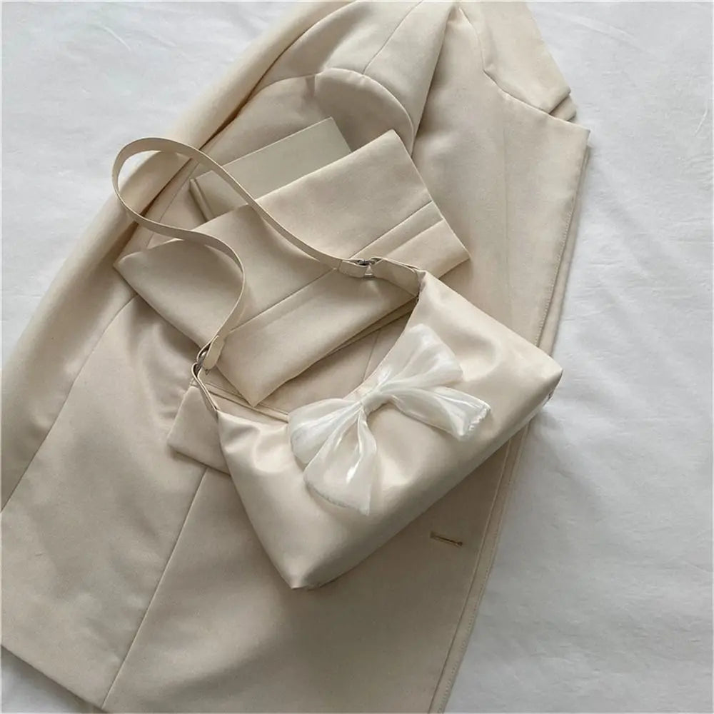 Sweet Bowknot PU Shoulder Bag For Women Female Handbags Purses