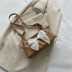 Sweet Bowknot PU Shoulder Bag For Women Female Handbags Purses