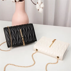 Women PU Leather Lingge Crossbody Bag Small Shoulder Bag
