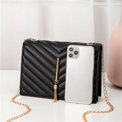 Women PU Leather Lingge Crossbody Bag Small Shoulder Bag