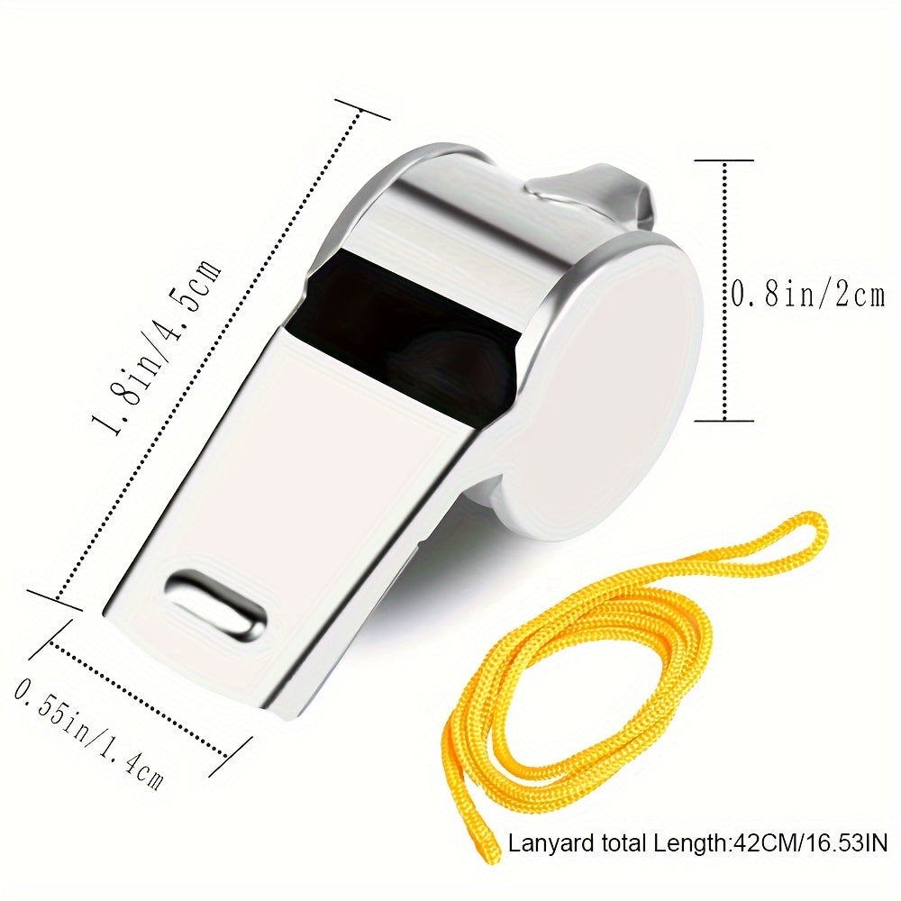 2PCS Stainless Steel Whistle With Lanyard for Emergency Football Basketball